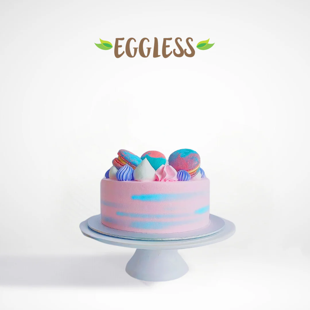 Eggless Strawberry Lychee Macaron Cake (Next Day)